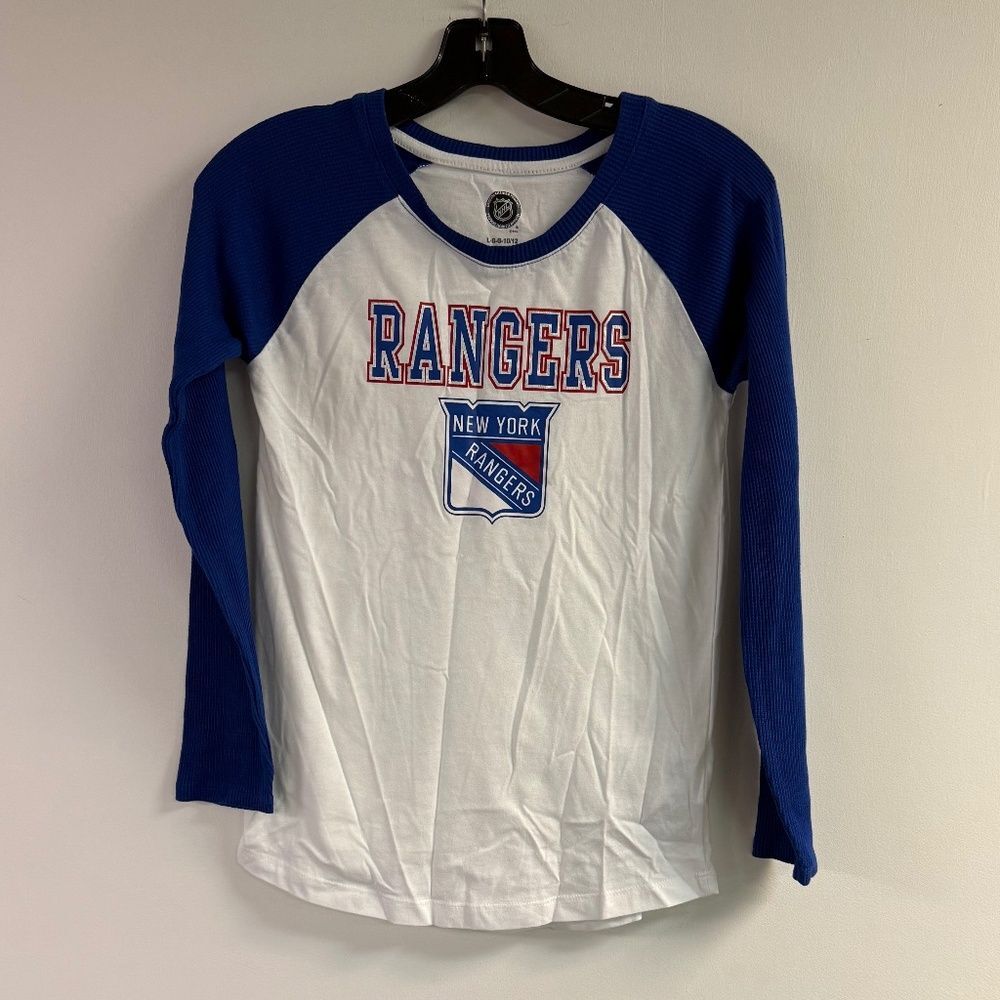 NWOT Kids NHL New York Rangers Hockey Long Sleeve Tee Size L 10/12